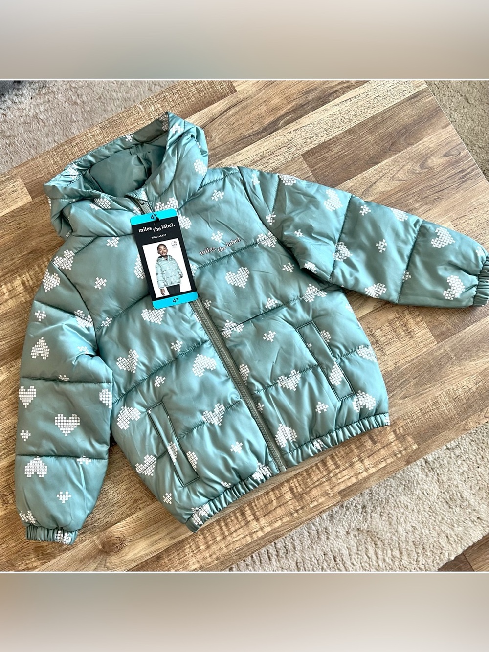 Miles The Label Hearts Pattern Puffer Jacket